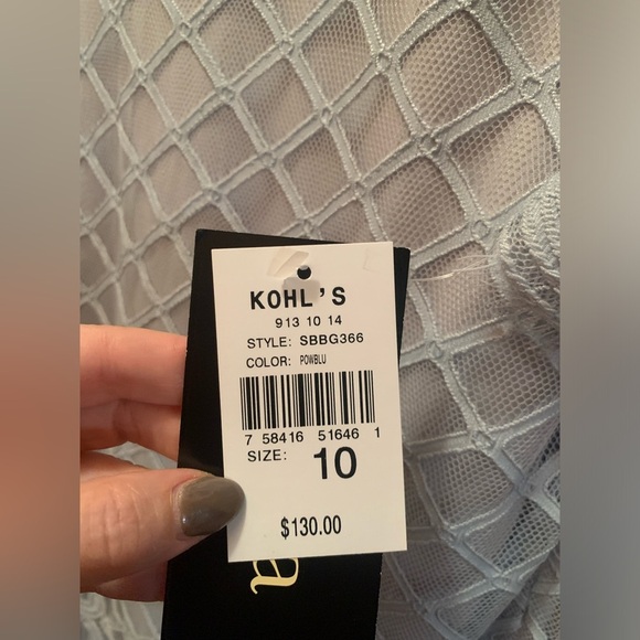 Chaya Dress New With Tags Size 10 Color Powblu Beautiful With Sheer Sleeves - Picture 6 of 11